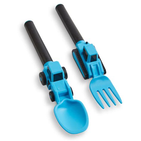 dinneractive utensil set  kids construction themed fork  spoon