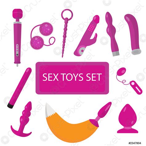 Sex Shop Vector Icons Symbols Set Flat Style Illustration Clip