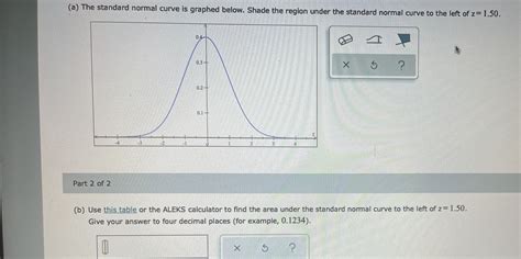 solved   standard normal curve  graphed  shade  region  hero
