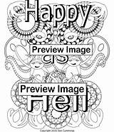 Coloring Hell Swear Pages Happy Word Adult Getcolorings Color Getdrawings sketch template