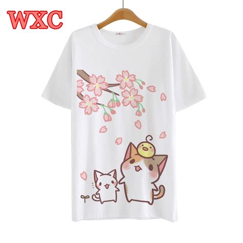 Summer Harajuku T Shirt Anime Neko Atsume Cartoon Japanese