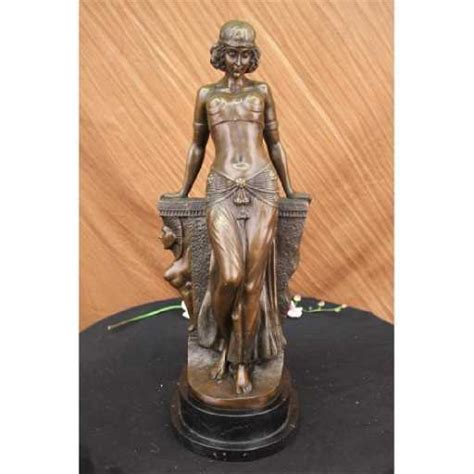 vintage semi nude egyptian princess bronze statue