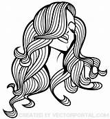 Hair Vector Silhouette Girl Long Clip Beautiful Flowing Clipart Woman Drawing Pro Vectors Women Curly Logo Library Cliparts Graphics Lady sketch template