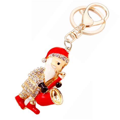 buy personalized rhinestone santa claus key chain ring