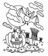 Coloring Halloween Pages Pumpkin Kids Bats Colouring Color Print Online sketch template