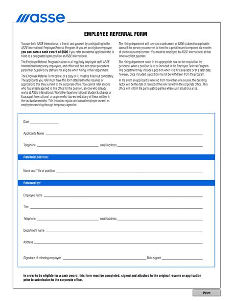 employee referral form templates  allbusinesstemplatescom