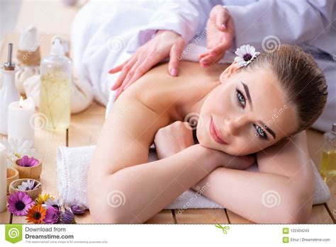 The Woman During Massage Session In Spa Stock Image Image Of