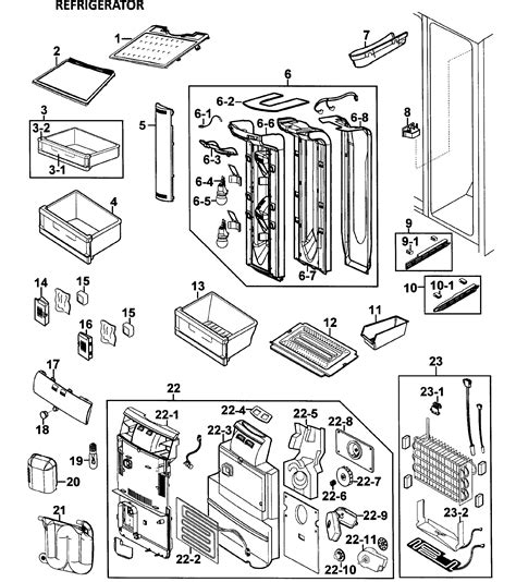 refrigerator diagram parts list  model rsabwpxaa samsung parts refrigerator parts