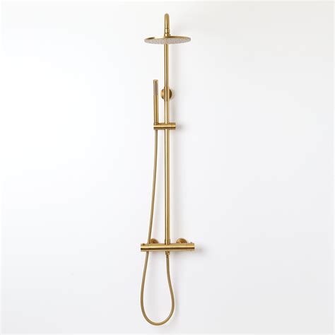 Lusso Elegance Exposed Thermostatic Bar Shower With Riser Brushed Gold