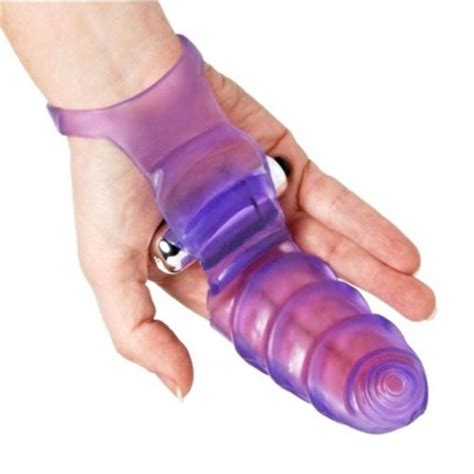 Double Finger Banger Vibrating G Spot Glove Purple Sex