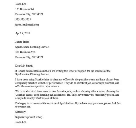 letter  support examples templates  writing tips