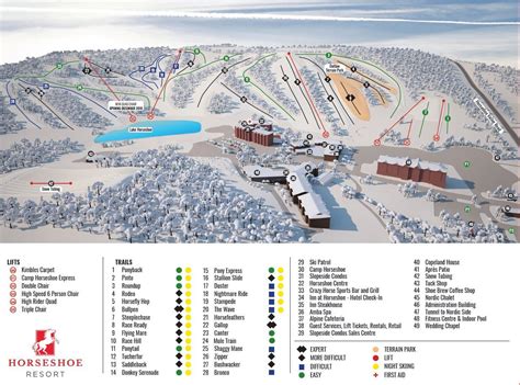 horseshoe resort piste map plan  ski slopes  lifts onthesnow