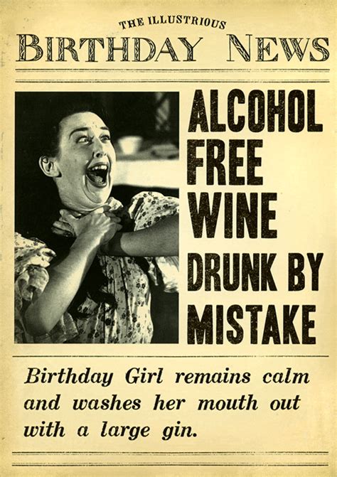 Funny Birthday Card Alcohol Free Wine Drunk By Mistake Comedy Card