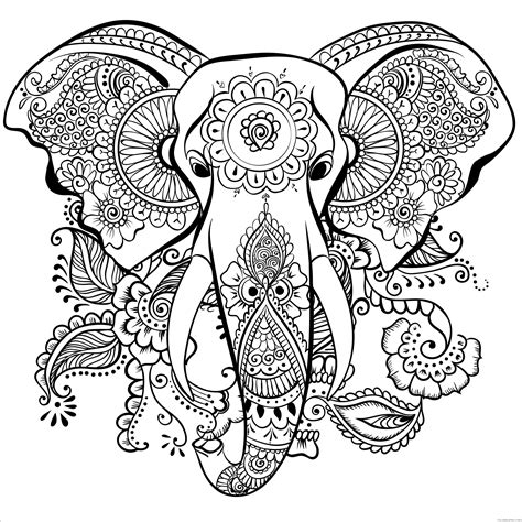 abstract coloring pages adult mandala abstract elephant printable