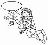 Coloring Oceanographer Diver Funny Book Gear Scuba Preview sketch template