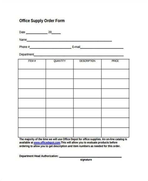 office supply order form      didnt   office supply order