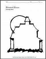 Haunted House Coloring Halloween Printable Print Sheets Pages Color Blank Template Kids Worksheet Studenthandouts Sheet Spooky Writing Colouring Holidays Fun sketch template