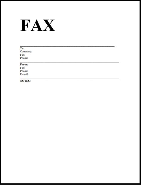 printable fax cover sheet template  word excel