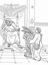 Saul Harp Arpa Davi Tocando Plays Desenho Spares Bibel Colorear Ausmalbild König Zum sketch template