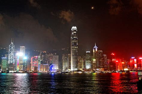 Postcard Lights And Edifices Of Victoria Harbor Hong Kong