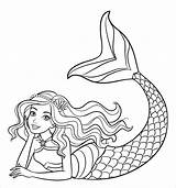Barbie Coloring Mermaid Pages Cute Coloringbay sketch template