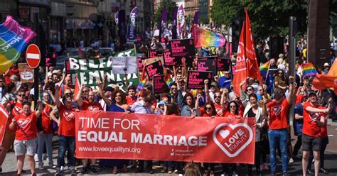 thousands march for same sex marriage in northern ireland pinknews