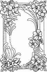Coloring Pages Adult Flower Sue Wilson Frame Colouring Printable Designs Frames Floral Advanced Adults Detailed Cartouche Leather Pattern Patterns Volwassenen sketch template