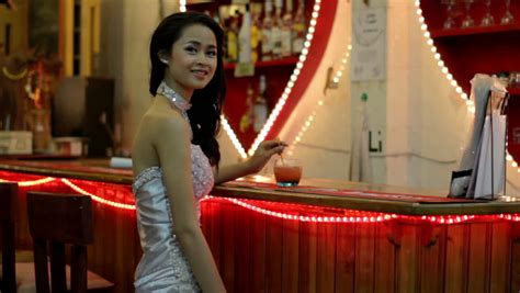 gorgeous asian woman alone at a bar stock footage video