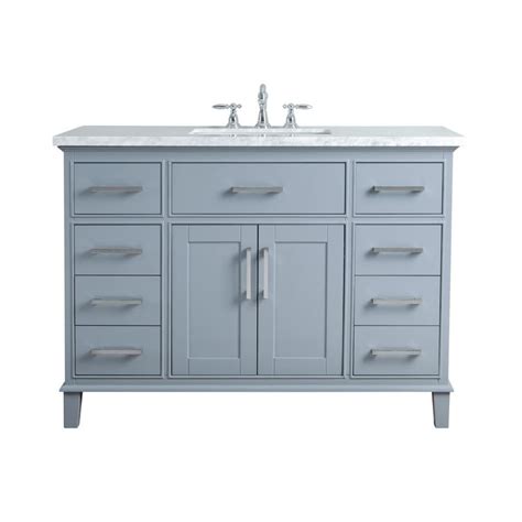 gray single sink bathroom vanity  carrara white natural marble top  lowescom