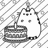 Coloring Pusheen Pages Cake Birthday Coloringbay sketch template