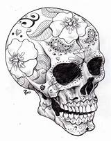 Skull Totenkopf Visit Sugar Blumen Halloween sketch template