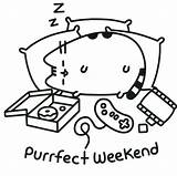 Pusheen Coloring Pages Cat Sleepy Kids sketch template