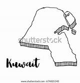 Kuwait Coloring Towers Map Vector Template Drawn Hand sketch template