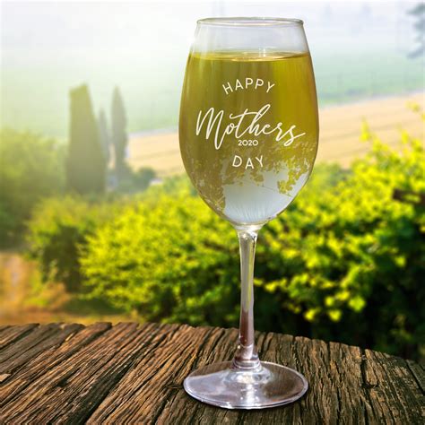 Happy Mother S Day Wine Glass In Script Text Personalized By Kate