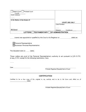 bill  sale form letters testamentary  pdffiller templates