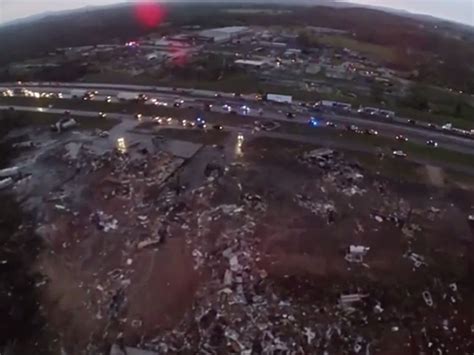 aerial drone footage  tornado devastation  mayflower arkansas video