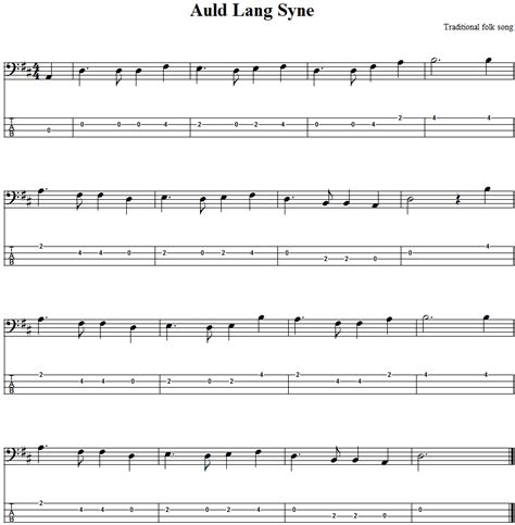 Auld Lang Syne Bass Guitar Tabs Bass Tabs Bass Guitar