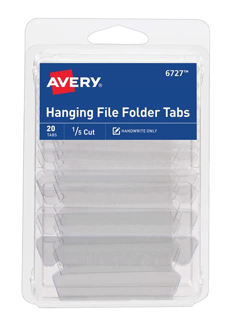 avery insertable hanging file folder tabs  cut matte clear