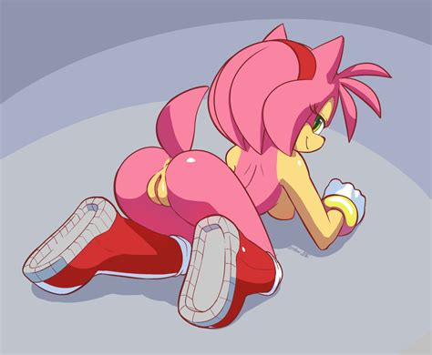 rule 34 amy rose anus ass breasts female from behind hedgehog looking