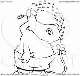 Hippo Hose Spraying Himself Toonaday Royalty Outline Illustration Cartoon Rf Clip 2021 sketch template