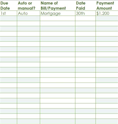 printable bill pay checklists bill calendars excel  word