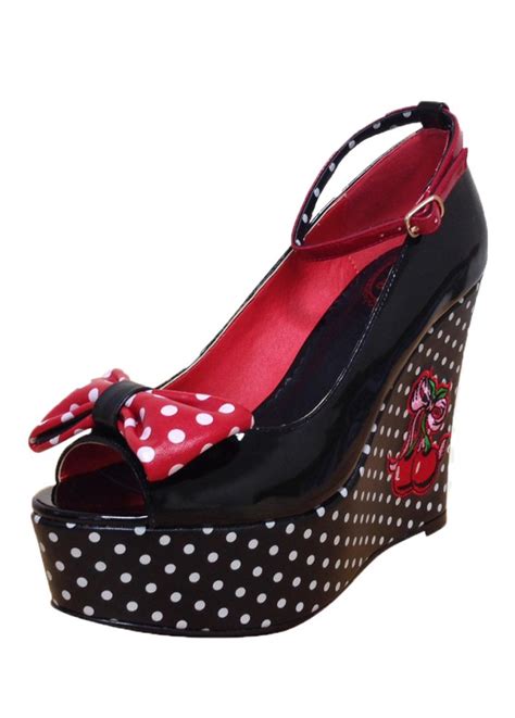 Banned Apparel Cherry Open Toe Wedge Heel Attitude Clothing