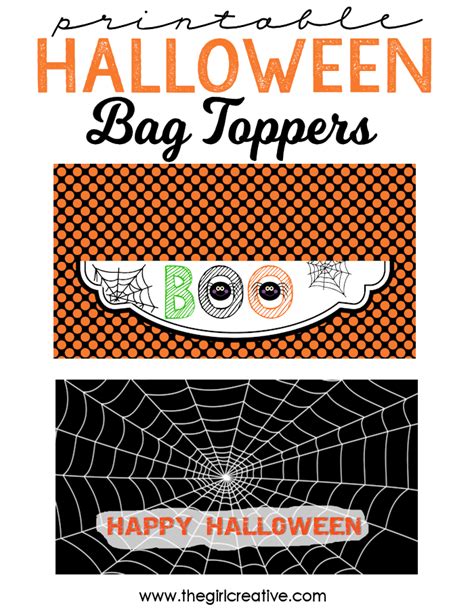 printable halloween bag toppers  girl creative
