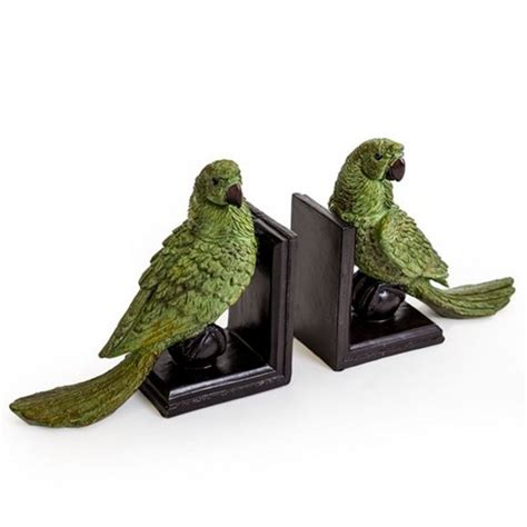 pair  green parrot  ball bookends home accessories bookends