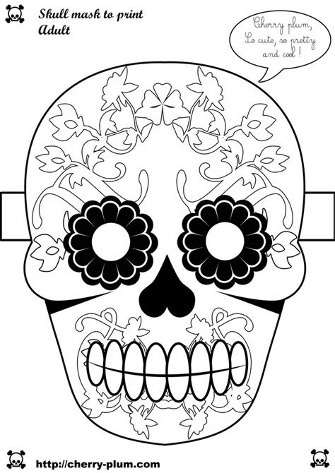 skull mask  print  de los muertos bricolage halloween  de