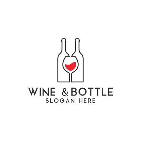 Wine Bottle Logo Design Template Vector Isolated Red Silhouette