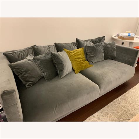 ikea velvet dark grey sofa aptdeco