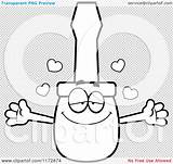 Screwdriver Wanting Mascot Hug Loving Outlined Coloring Clipart Cartoon Vector Cory Thoman sketch template