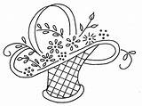 Embroidery Flower Basket Patterns Flickr Vintage Sew Hand sketch template