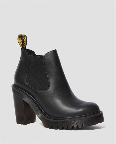 hurston womens leather heeled chelsea boots dr martens